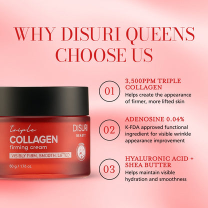 DISURI Beauty Triple Collagen Firming Cream – Firming, Smoothing & Hydrating Treatment (Made in Korea)