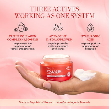 DISURI Beauty Triple Collagen Firming Cream – Firming, Smoothing & Hydrating Treatment (Made in Korea)